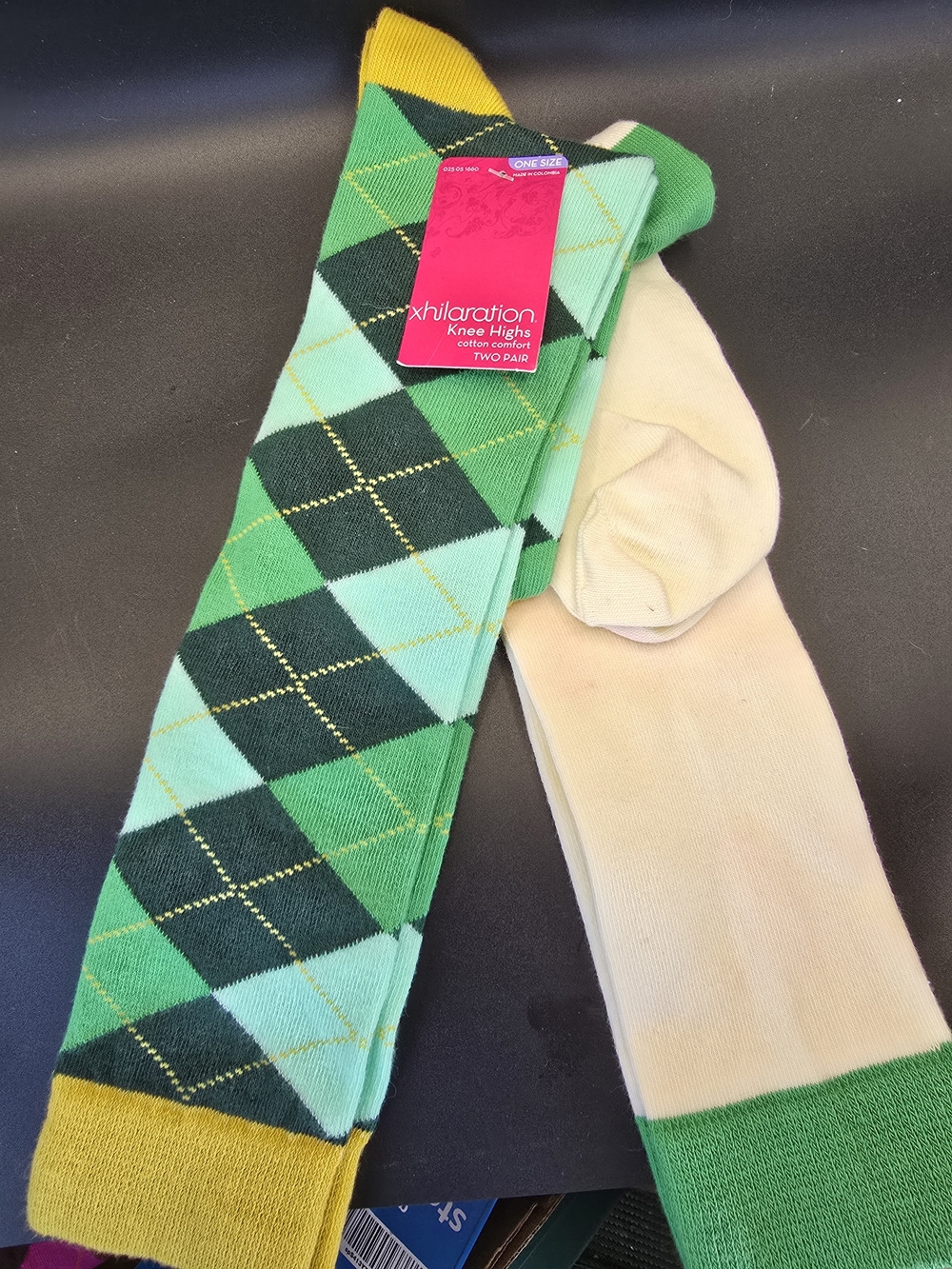 Xhilaration Women's Argyle Knee-High Socks - Green Mix